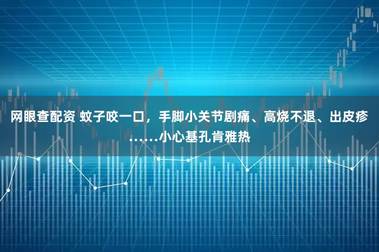 网眼查配资 蚊子咬一口，手脚小关节剧痛、高烧不退、出皮疹……小心基孔肯雅热